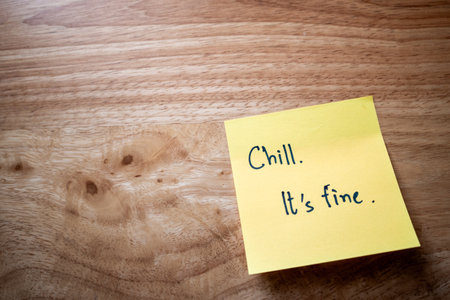 A simple reminder to stay calm and relaxed while working or studying.