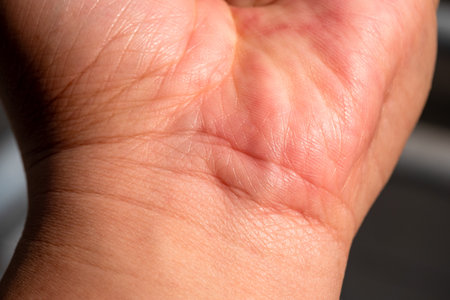A detailed look at skin texture revealing health insights through a close-up of a palm.