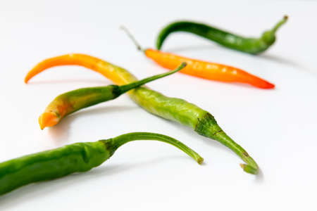 Cayenne chilli pepper isolated with a white background.の写真素材