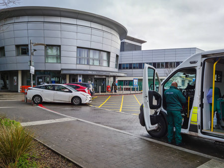 London. UK. 02.03.2021. An exterior view of the North Middlesex hospital. A NHS teaching and general hospital trust.のeditorial素材