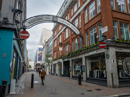 London.05.30.2020. A general view of the tourist shopping landmark Carnaby Street in Soho.のeditorial素材