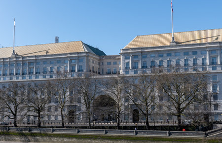 London. UK. 03.31.2021. A street view of the headquarter of MI5, Britain's security service responsible for domestic secret intelligence, espionage and counter terrorism.のeditorial素材
