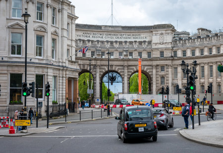 London. UK- 05.23.2021.  The Edwardian landmark Admiralty Arch between Trafalgar Square and  The...