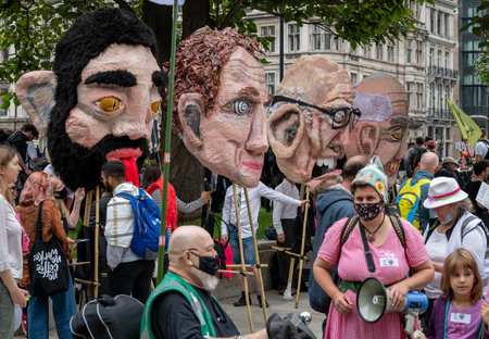 London. UK- 06.27.2021. A Free The Press protest in Parliament Square hosted by Extinction Rebellion UK attended by a large crowd of activists.のeditorial素材