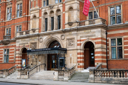 London. UK- 07.11. 2021. Exterior view of the entrance and facade of the Royal College of Music.のeditorial素材