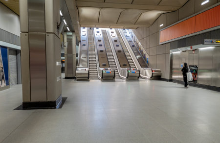 London. UK. 10.03.2021. The ticket hall of the new London Under Battersea Power Station in the...