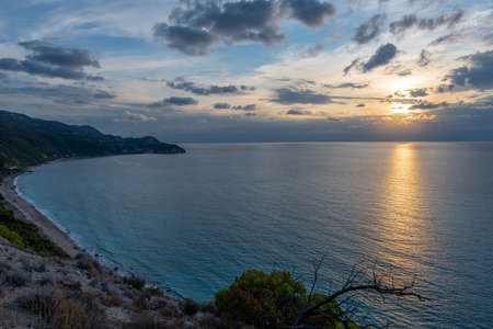 A beautiful Autumn sea sunset in Greece.の写真素材