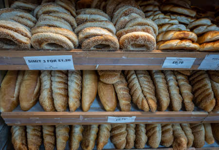 London. UK- 11.14.2021. Various kinds of bread in a Continental supermarket.