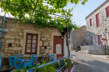 Ithaca Island, Greece-05.25.2022. Buildings on the hillside of Kioni village. A quiet, sleepy holiday destination.のeditorial素材