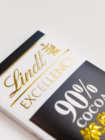 London. UK. 11.25.2022.  Close up of a packet of Lindt dark chocolate.