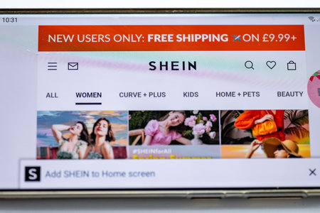 London. UK- 03.01.2023. The online wed pages of the fast fashion retailer giant Shein on a...