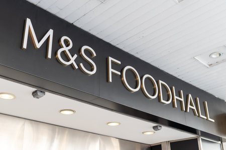 London. UK- 04.09.2023. The name sign of the Marks and Spencers flagship store on Oxford Street.