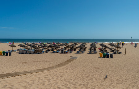Lisbon. Portugal- 07.08.2023. A general view of Carcavelos Beach.のeditorial素材