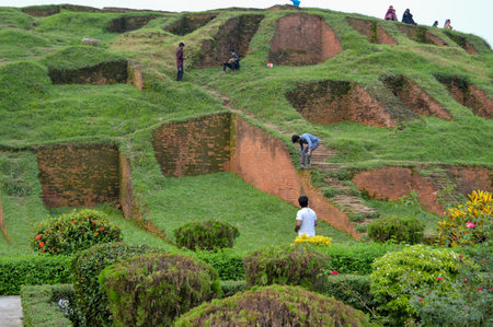 Gokul village. Bangladesh- 08.24.2023. The Gokul Medh archaeological site excavated mound.のeditorial素材