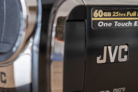 London. UK- 09.13.2023. The name sign and logo of the Japanese technology company JVC on one of its products.のeditorial素材