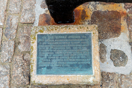 St. Ives.Cornwall. UK- 10.01.2023. The Cintra Anchor on Smeatons Pier recovered from ship wrecks.のeditorial素材