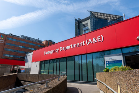 London. UK- April 08. 2026. The St. Thomas' Hospital accident and emergency department.