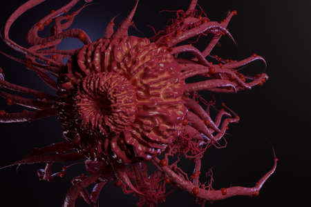 Covid -19 outbreak disease. Corona virus  pandemic flu infectious 3d rendering with  red blood.