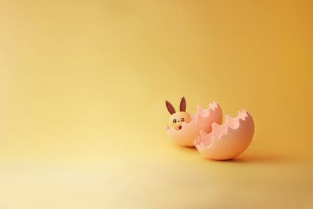 Easter egg day celebration  with a cute baby rabbit born 3d illustration