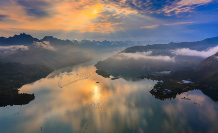 Scenery at the Hongshui River, Guangxiの写真素材