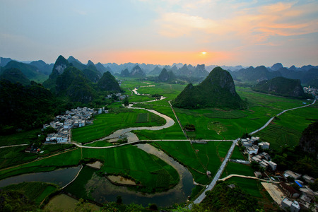 Natural scenery at Dukangxiang, Tiandengの写真素材