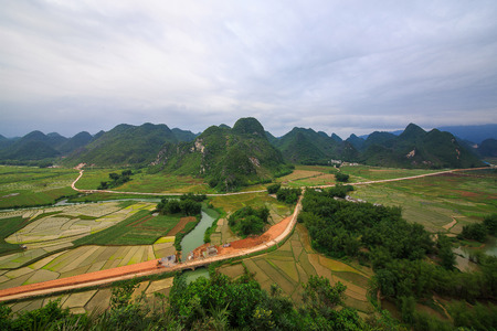 Natural scenery at Mashan, Guangxiの写真素材