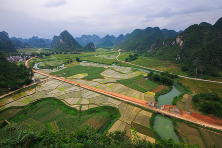 Natural scenery at Mashan, Guangxiの写真素材