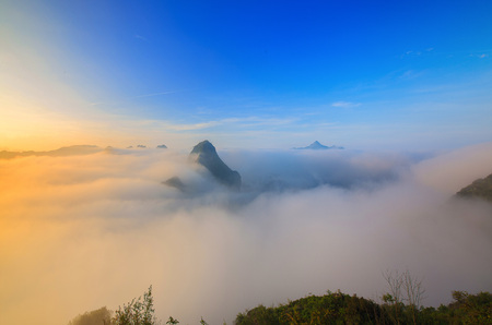 morning mist scenicの写真素材