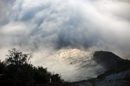 terrace and clouds scenicの写真素材
