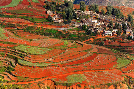 Beautiful dongchuan red landの写真素材