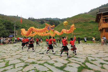 Performance of traditional dragon danceのeditorial素材