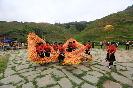 Performance of traditional dragon danceのeditorial素材