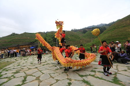 Performance of traditional dragon danceのeditorial素材