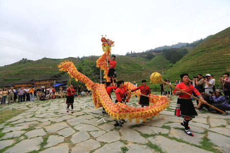 Performance of traditional dragon danceのeditorial素材