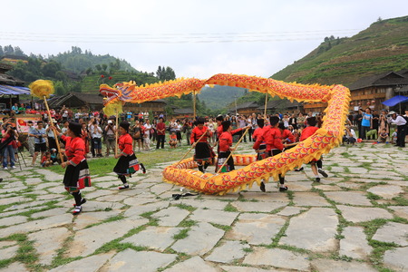Performance of traditional dragon danceのeditorial素材
