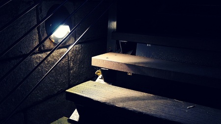 Lights that illuminate the corners of the stairsの写真素材
