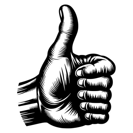 Black and White Thumbs Up Vector Illustrationのイラスト素材