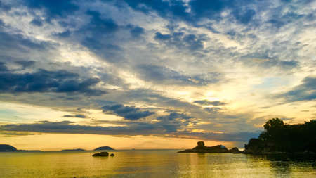 sunset on the sea in Quang Ngai, Vietnamの写真素材