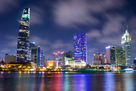 Riverside view colorful night in Ho Chi Minh city