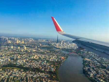 Aerial view of Sai Gon river in the center of Ho Chi Minh City, Vietnamの写真素材
