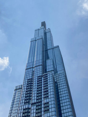Ho Chi Minh City, Vietnam - 16 Oct 2022: Low angle view of Landmark 81 the tallest building in Vietnamのeditorial素材