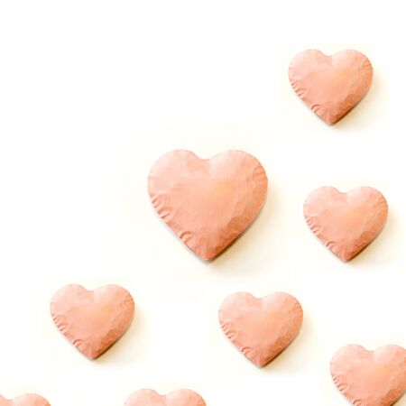 big pink hearts and white background and copy space.の写真素材