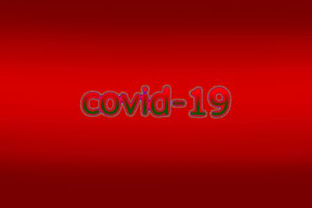 Gradation background of red and black and covid-19 of the rainbow color in the center.の写真素材