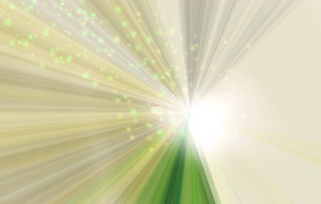 white lights and colorful radiation of the gradation with light sparkle background.green, white, yellow,black.の写真素材