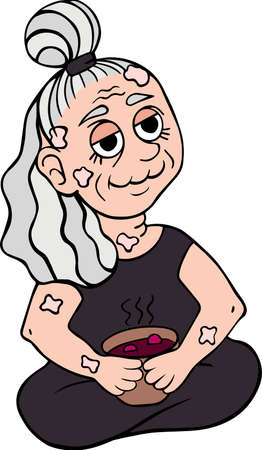 We are all beautiful regardless of our age and the color of our skin. The cute granny in the illustration confirms this.のイラスト素材