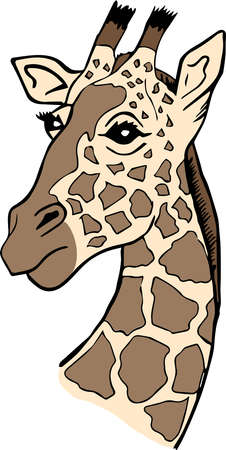 The giraffe's head is made in a realistic style. Nude shades are used. The vector file format will allow you to make all the necessary edits and will not cause problems when resizing the image.のイラスト素材