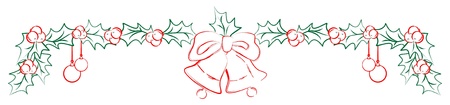 garland with holly and bells のイラスト素材