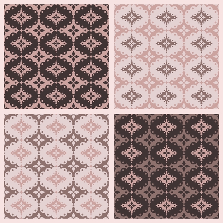 Set of four scalloped vector seamless patternsのイラスト素材