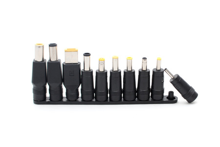 universal recharger adapters heads isolate on whiteの写真素材