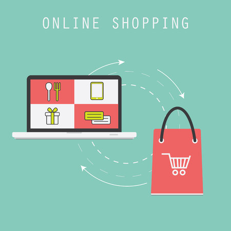 Online shopping. Business concept. Vector illustration. Flat art styleのイラスト素材